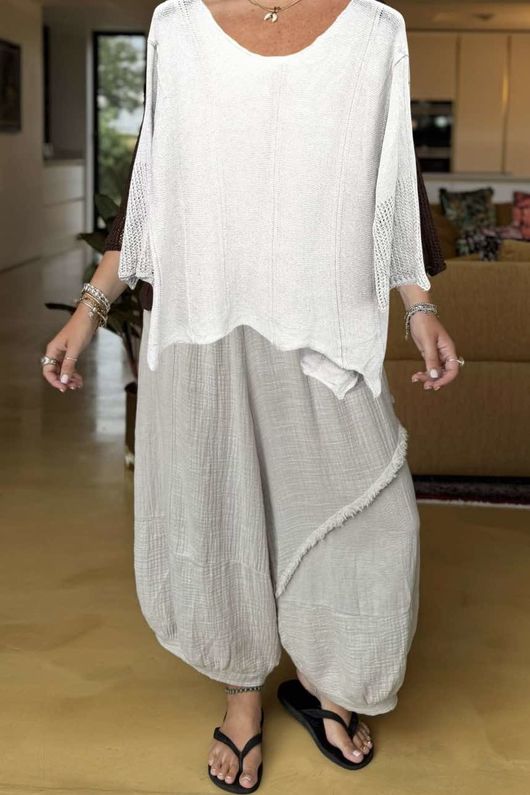 Made in Italy Cotton Blend Knit Top White /10 =